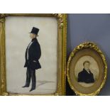 EARLY 19th CENTURY WATERCOLOUR STUDIES - the gentleman John Harrington including an oval half