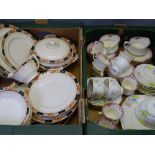 MIXED VINTAGE PART TEASETS & DINNERWARE within two boxes