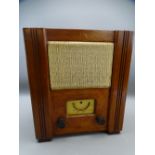 WARTIME CIVILIAN RECEIVER, in wooden case with instruction label to the rear, 35cms H