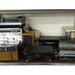 VINTAGE & LATER ENTERTAINMENT EQUIPMENT & SEPARATES and a quantity of LPs in a stylish perspex