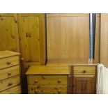 MODERN PINE BEDROOM FURNITURE comprising two door wardrobe, chest of four drawers, narrow chest of