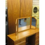 STAG MID CENTURY TWO DOOR TEAK WARDROBE and a non-matching pedestal dressing table with triple