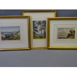 NICELY FRAMED EARLY WATERCOLOUR STUDIES, three - including a rolling landscape with trees to the