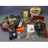 MIXED COLLECTABLES to include vintage coins, badges, costume jewellery, collectable watches ETC