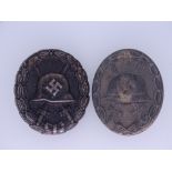 WORLD WAR II GERMAN THIRD REICH BLACK & SILVER WOUND BADGES