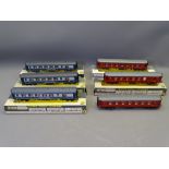 MODEL RAILWAY - Wrenn Golden Arrow coaches 53015 (three), boxed Wrenn LMS coaches W6009, W6010 (two)