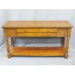 CONSOLE TABLE with two drawers to the front and lower shelf, 77cms H, 140cms W, 46cms D