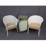 LLOYD LOOM WICKER ARMCHAIR and two further similar items including a bedside cabinet, various