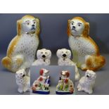 STAFFORDSHIRE DOGS, an assortment, four pairs, the tallest 37cms H