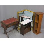 REPRODUCTION OCCASIONAL FURNITURE, four items to include a lyre end twin flap table and a magazine