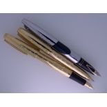 SHEAFFER - 1997-2008 Fluted 22ct Gold Plated Sheaffer Prelude fountain pen and ballpoint set with