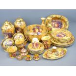 KIRSTY JAYNE & OTHER FRUIT DECORATED CABINET WARE, 30 plus pieces including a pair of lidded