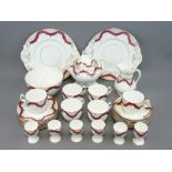 VICTORIAN PART BREAKFAST SET, 29 pieces in pink and gold comprising 2 sandwich plates, 6 cups,