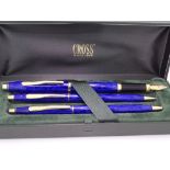 CROSS - Modern Blue Lacquer with Navy Swirls Cross Century ii fountain pen, ballpoint pen and pencil
