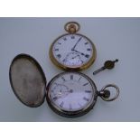 TWO GENTLEMEN'S VINTAGE POCKET WATCHES to include a silver cased Full Hunter, the Roman numeral