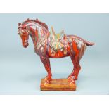 ROYAL DOULTON FLAMBE - Archives Burslem Artwares Tang Horse BA25 in oriental sung glaze, Limited