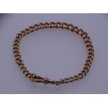 A 9CT ROSE GOLD ALBERT CHAIN BRACELET with snap link, 16grms
