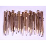 TWENTY GOLD FILLED VINTAGE RETRACTABLE PENCILS by Wahl Eversharp, Fyne Poynt - Mabie Todd & Co and