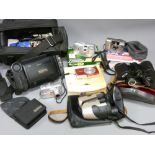SHARP CAMCORDER, CASED, two sets of binoculars, boxed and other digital cameras ETC