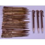 TWENTY-ONE ROLLED GOLD VINTAGE PENCILS by Yardol Lead, Eversharp, Life Long and others, three marked