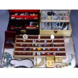 VINTAGE & LATER COSTUME JEWELLERY a good quantity within two compartmented jewellery boxes,