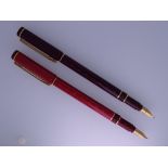 WATERMAN - Vintage (late 1980s-1990s) Red Marble Waterman Centurion fountain pen with gold trim