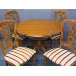 ROSSMORE REPRODUCTION MAHOGANY EXTENDING DINING TABLE and a set of four chairs, 75cms H, 110cms