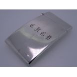 SILVER CALLING CARD CASE, plain curved bearing initials, London 1903, 1.8ozs