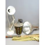 EXTERIOR/INTERIOR LIGHTING, 3 items and a Hardy's fishing rod in canvas carry case