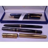 WATERMAN - Vintage (1940s-50s) Striated Pearlescent Blue Waterman 513 fountain pen and pencil set,