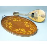 VINTAGE MANDOLIN and an Edwardian inlaid oval two-handled tray