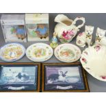 ROSE DECORATED POTTERY & PETER RABBIT COLLECTABLES, a quantity