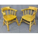 MODERN SMOKER'S BOW ARMCHAIRS, a pair, 78cms H, 62cms W, 42cms seat depth