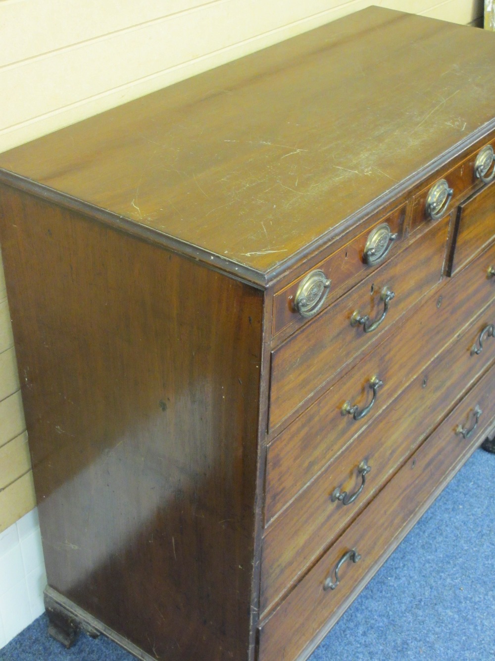 REGENCY MAHOGANY CHEST OF DRAWERS having three slim upper drawers with fancy oval brass plate - Image 2 of 2