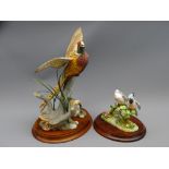 FRANKLIN MINT 'The Ring Necked Pheasant Figure' by A J Redisill, 34cms H and Crown Staffordshire