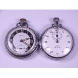 TWO VINTAGE POCKET WATCHES including a Lemania Nero Post Office stop watch stamped to the back '2