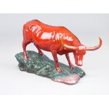 ROYAL DOULTON FLAMBE - Archives BA59 100th Anniversary Water Buffalo figurine with a sung glazed