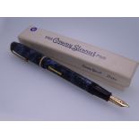 CONWAY STEWART - Vintage (1950s) Blue Hatch Conway Stewart No. 28 fountain pen with gold trim and