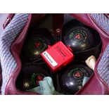 HENSELITE BOWLS - a set of four size 3 Heavy Classic II Deluxe in a carry case