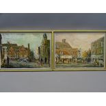 A B NICHOLLS oils on board, a pair of Petworth, 24 x 34cms