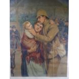 R HEDLEY print - Boar War scene 'The Reservist's Return', 70 x 55cms