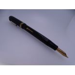 CONWAY STEWART - Vintage (1940s) Black No. 55 fountain pen with gold trim and 14ct gold Conway