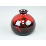 ROYAL DOULTON FLAMBE - short necked bulbous vase, 9cms H