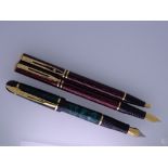 WATERMAN - Modern (mid to late 1990s) Green Marble Waterman Phileas fountain pen and ballpoint pen