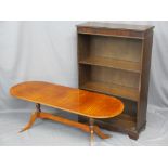 TWO REPRODUCTION FURNITURE ITEMS to include a mahogany bookcase with adjustable interior shelves,