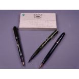 SWAN MABIE TODD - 2 Vintage (1940s/50s) fountain pens. 1. Black Swan Mabie Todd Calligraph twist-