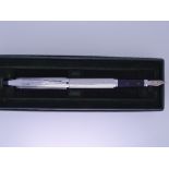 CROSS - Modern engine turned Barleycorn pattern Chrome Cross Century ii fountain pen with silver