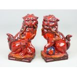 ROYAL DOULTON FLAMBE - Archive Burslem Artwares, a pair of sung glazed Qinghai Fu Dogs BA34 and