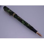CONWAY STEWART - Vintage (1950s) Green Marble Conway Stewart No. 388 fountain Pen with gold trim (