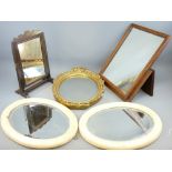 SMALL GEORGIAN DRESSING TABLE MIRROR, a pair of oval bevelled wall mirrors, single oval wall